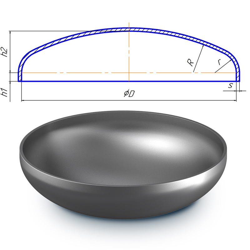 High Quality 350mm 316 Sanitary Stainless Torispherical Head